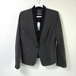White House Black Market WHBM Polka Dot Blazer Size 10 Black White Old Money NWT